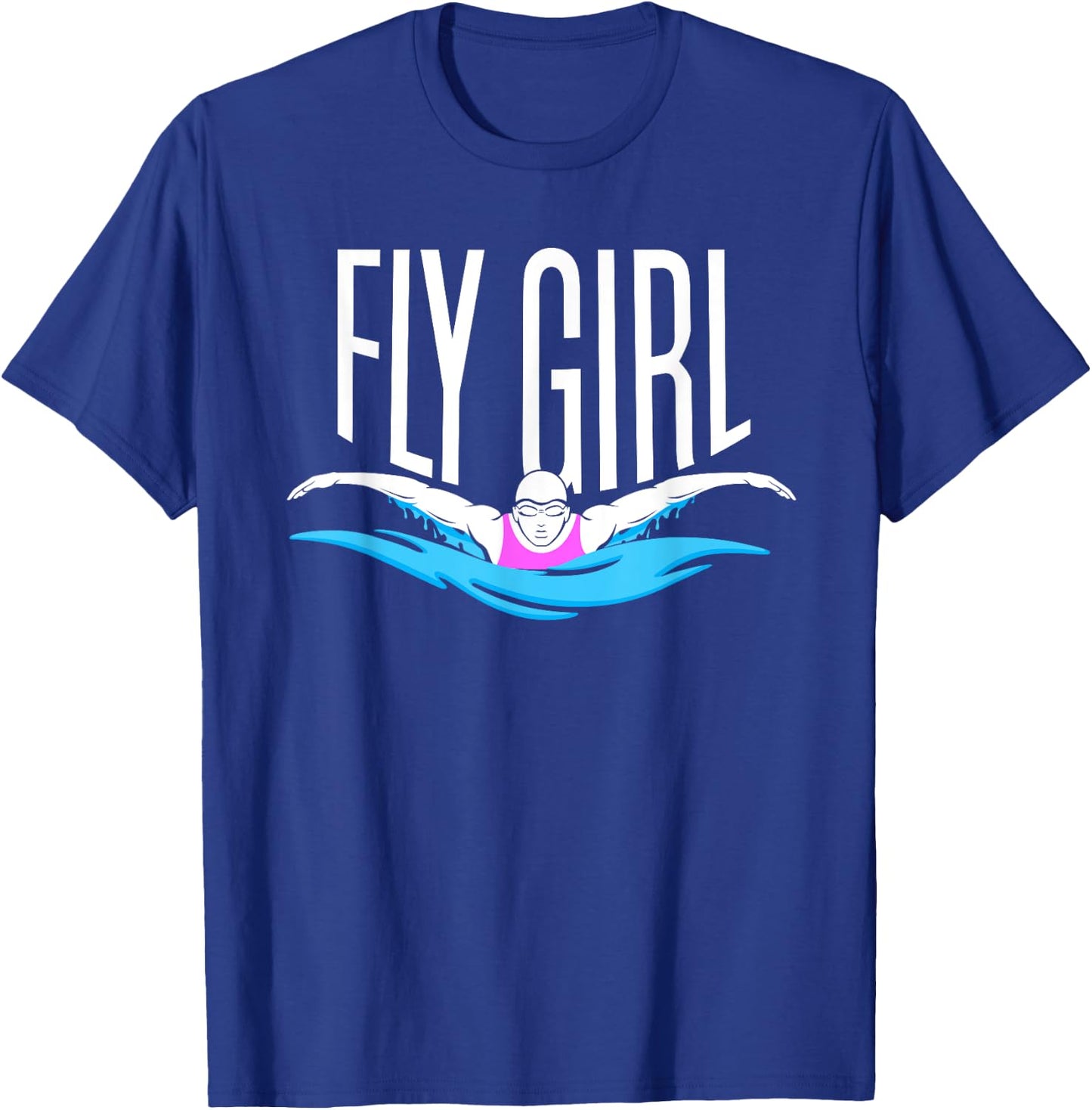 Swimming T Shirt - Butterfly Stroke Girl Swimmer T-Shirt - T-Shirt | Royal