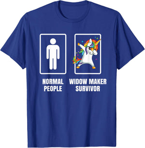 Dabbing Unicorn Widow Maker Heart Attack Survivor Get Well T-Shirt - T-Shirt | Royal