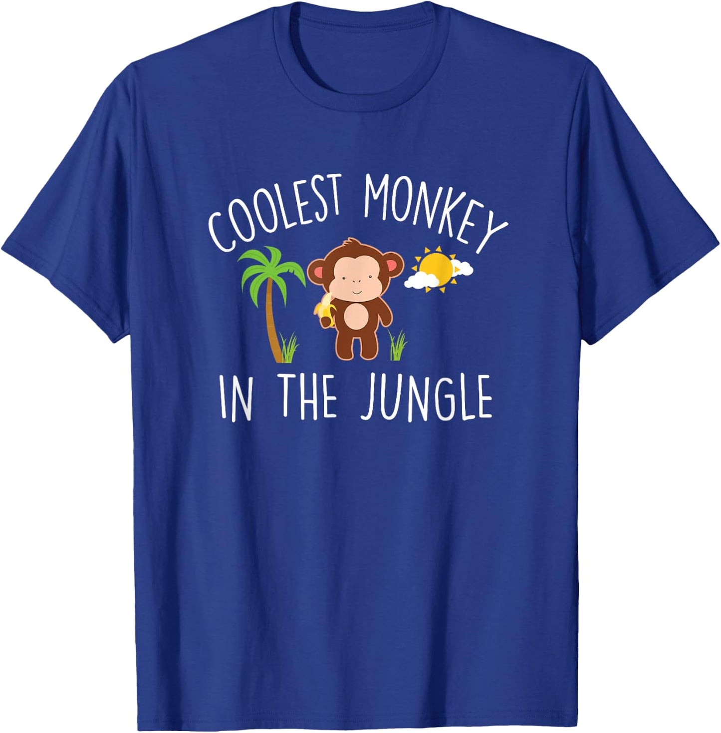 Coolest Monkey in the Jungle Funny Quote Cute Monkey Graphic T-Shirt - T-Shirt | Royal