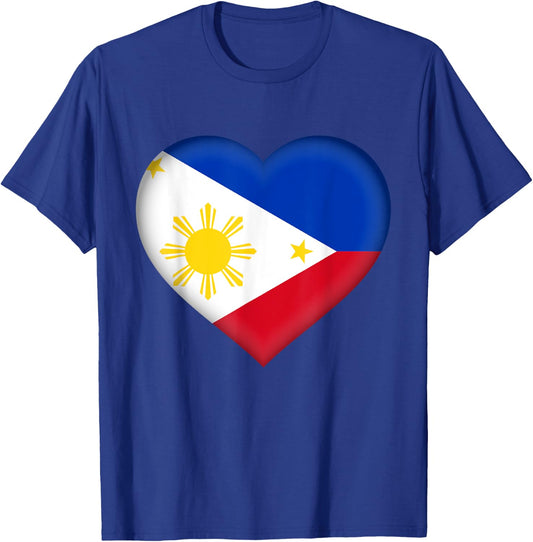 I Love Philippines | Filipino Flag Heart Outfit T-Shirt - T-Shirt | Royal