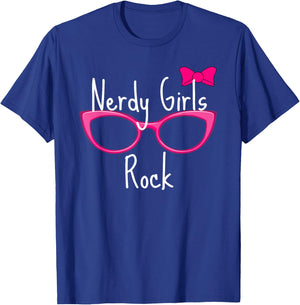 Nerdy Girls Rock T Shirt Gamer Geek Chic Fun Cute Nerd Shirt T-Shirt - T-Shirt | Royal
