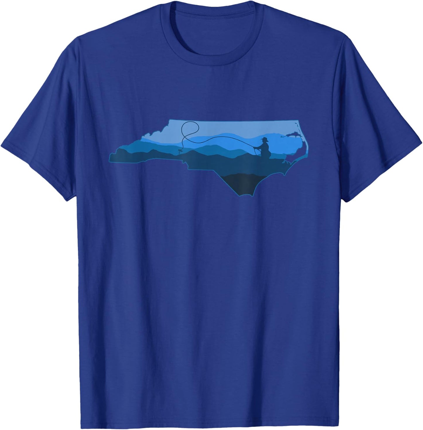 Fly Fishing North Carolina Appalachian Mountains Trout Fish T-Shirt - T-Shirt | Royal