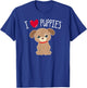 I LOVE PUPPIES Heart Cute Kawaii Puppy Dog Pet Owner Mom Kid T-Shirt - T-Shirt | Royal