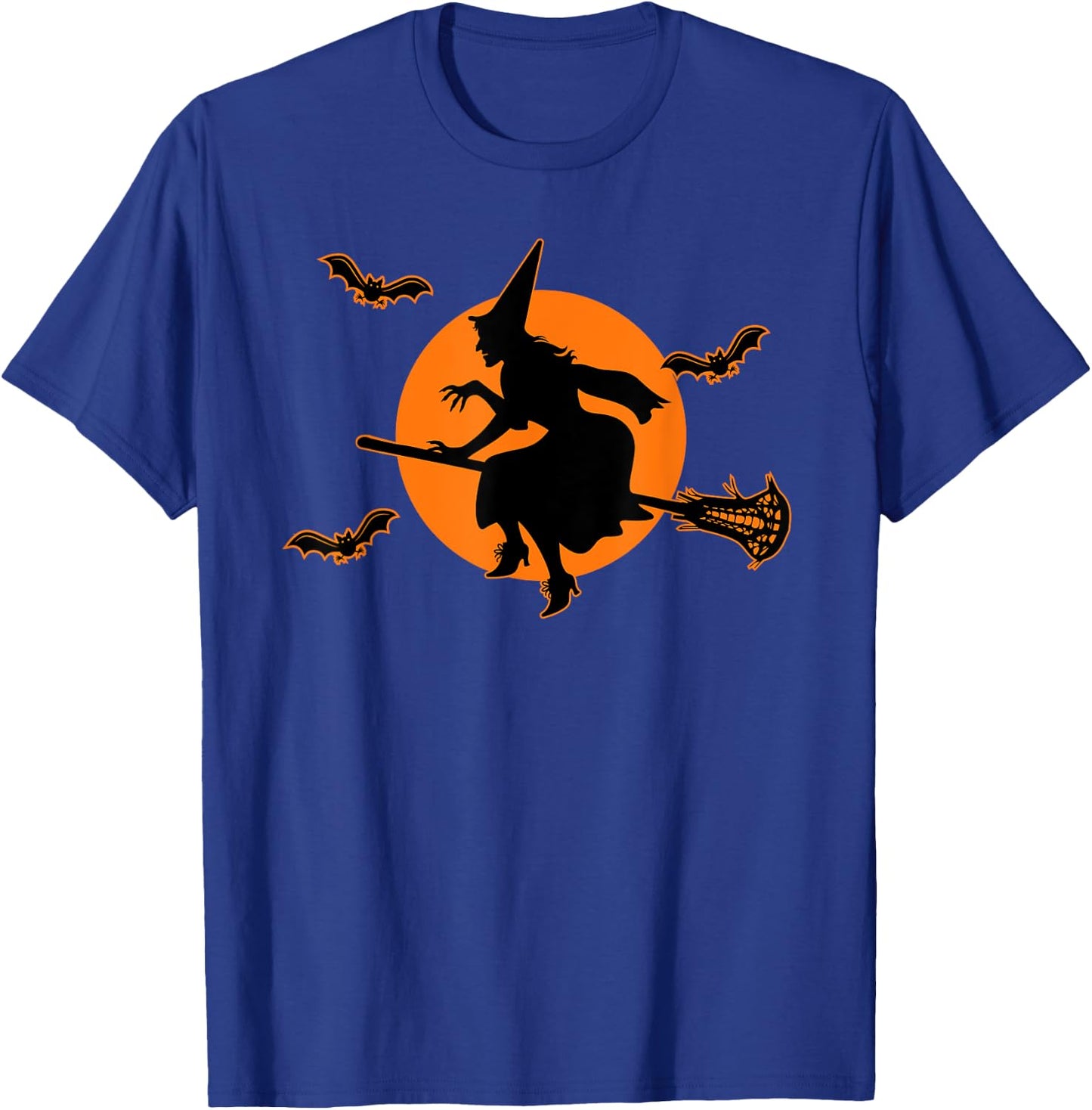 With with Lacrosse Stick Full Moon Witch Halloween Lax T-Shirt - T-Shirt | Royal