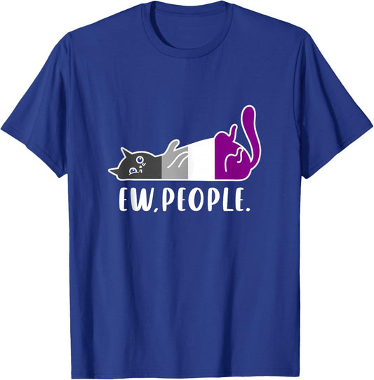Ace Pride Lazy Cat Ew People Funny Asexual Identity Vibes T-Shirt - T-Shirt | Royal