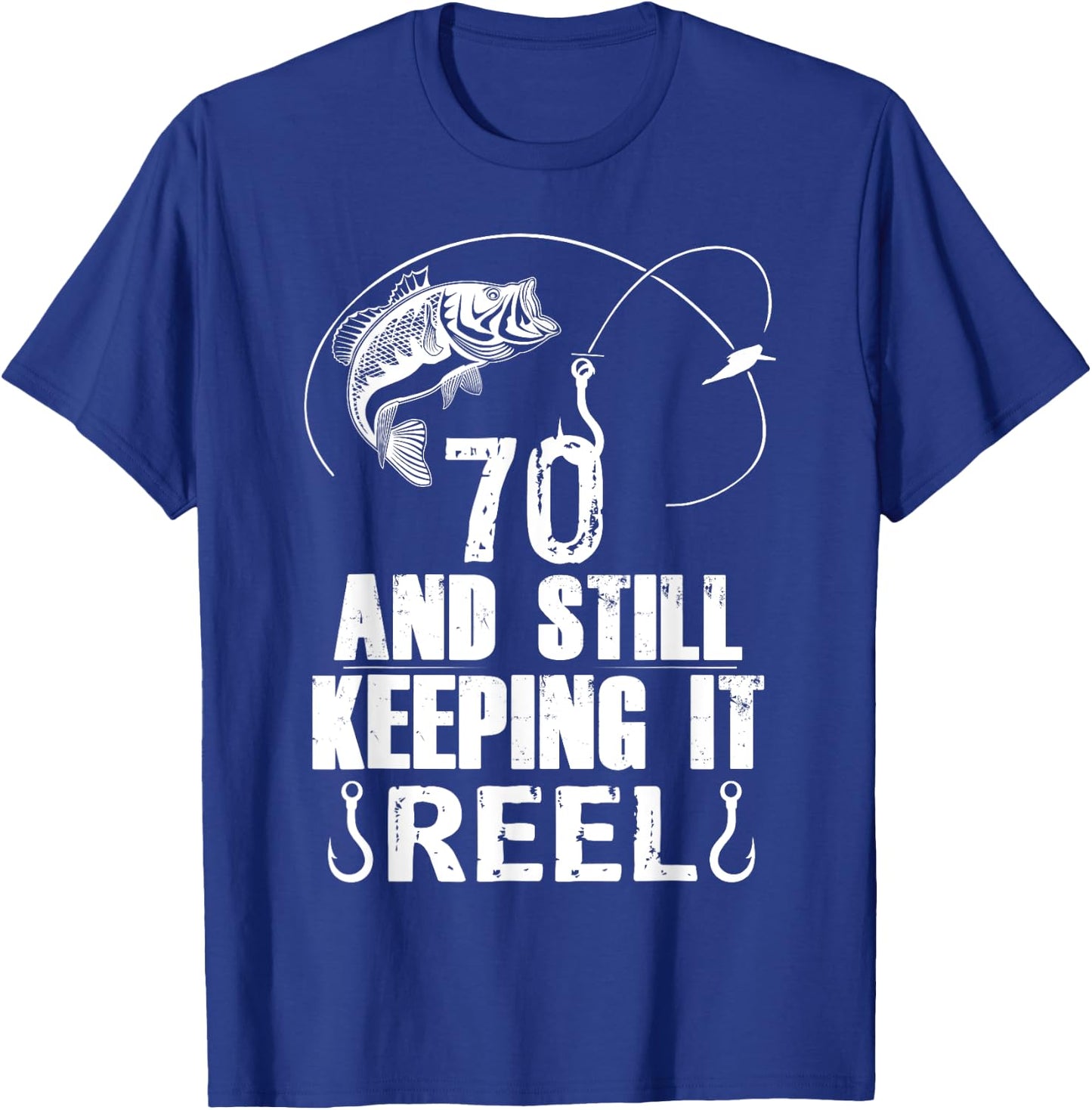 70th Birthday Fishing 70 Years Old Fisherman Gift T-Shirt - T-Shirt | Royal