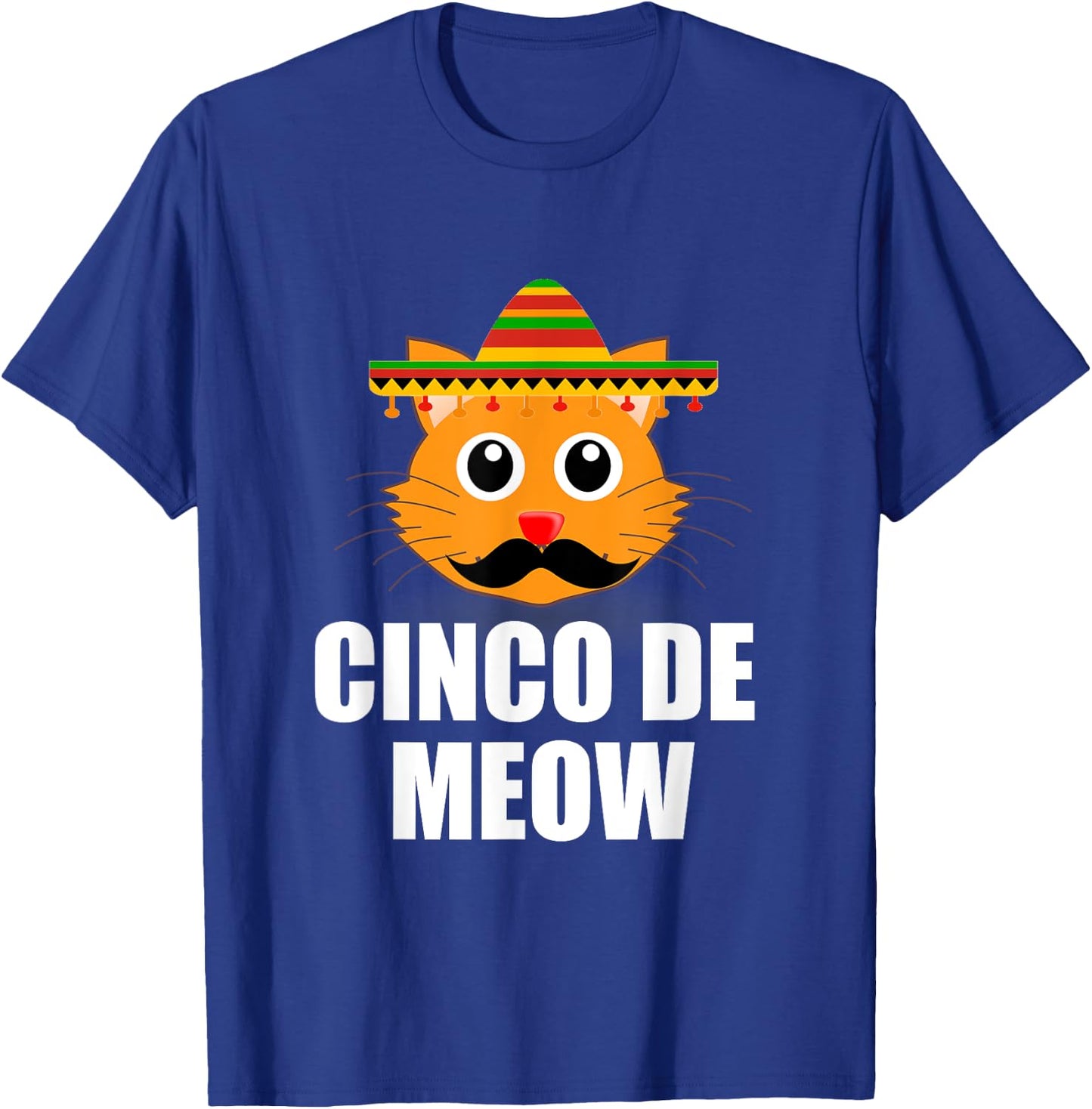 Vintage Cinco De Mayo Cat Lover Meow Pun T-Shirt - T-Shirt | Royal