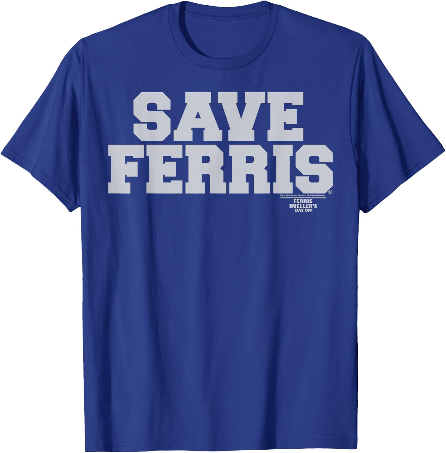 Ferris Bueller's Day Off Save Ferris Bold Gray Text T-Shirt - T-Shirt | Royal