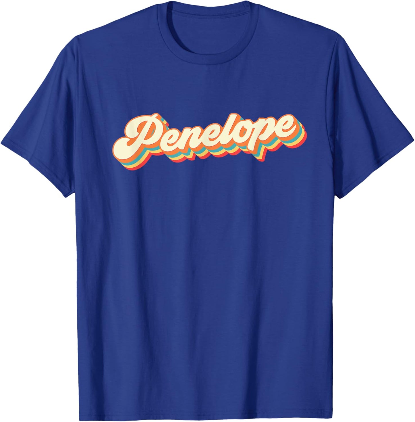 Personalized Penelope Retro Design Vintage 1970s Rainbow T-Shirt - T-Shirt | Royal