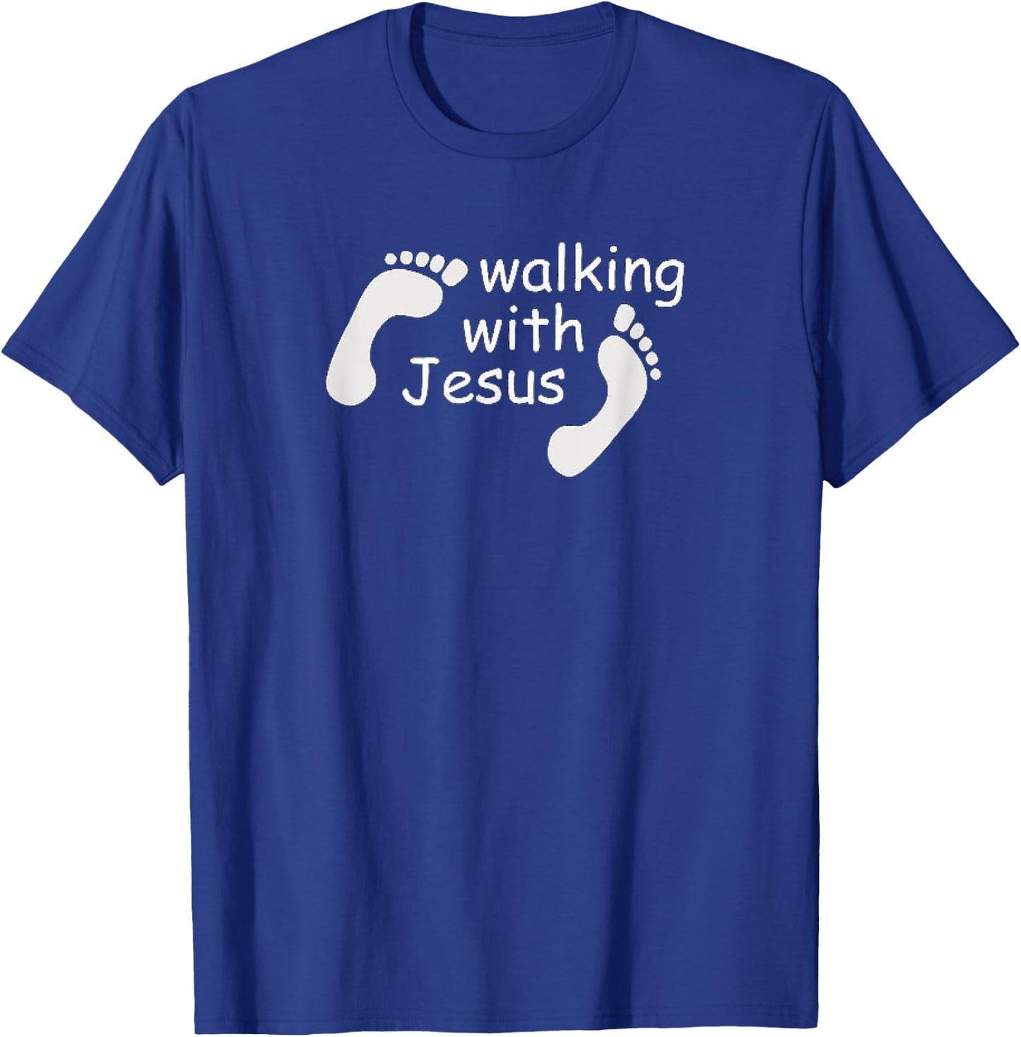 Walking With Jesus Funny Human Footprint Christian Faith T-Shirt - T-Shirt | Royal