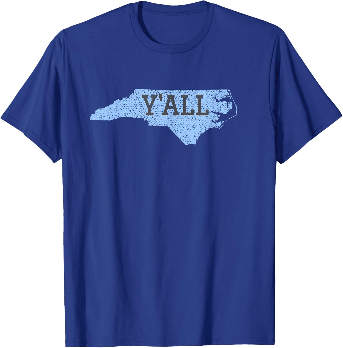 Distressed Y'ALL North Carolina Funny T-Shirt - T-Shirt | Royal