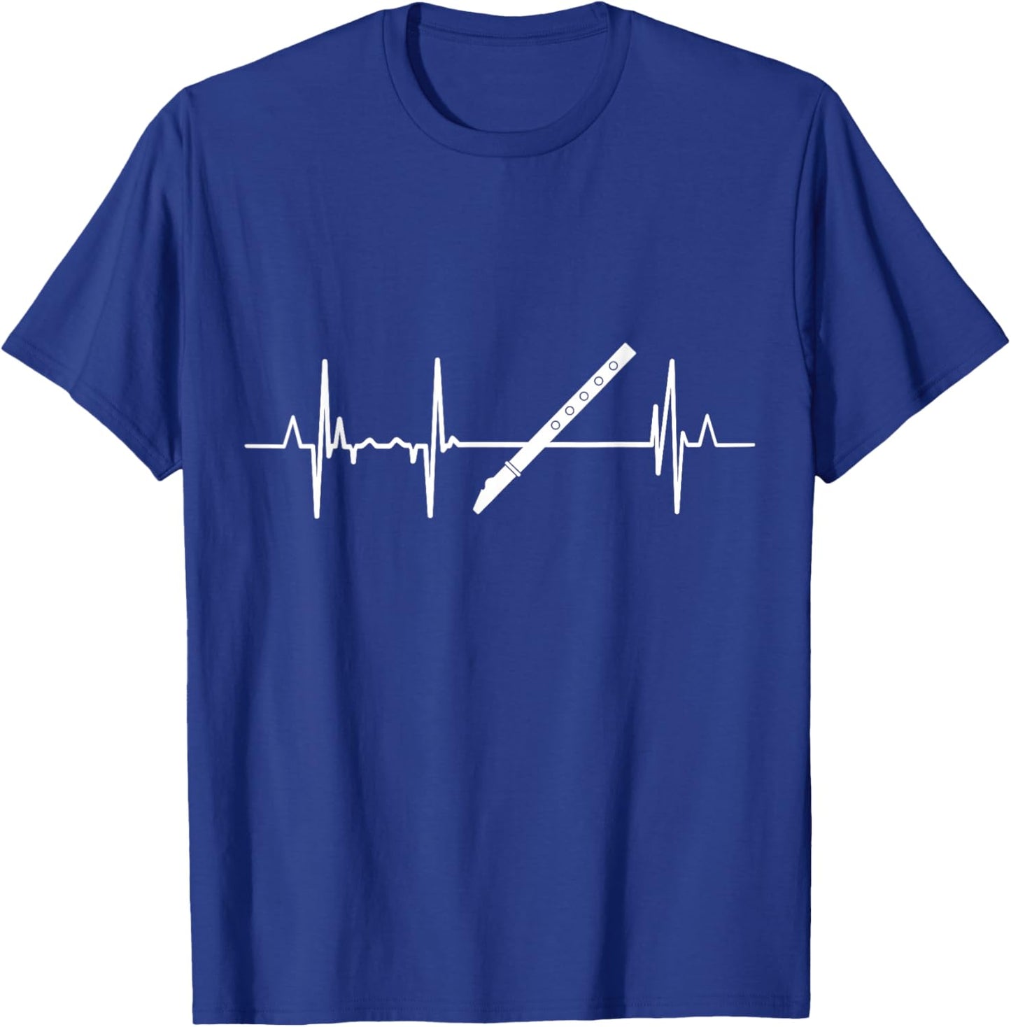 Heartline Flute Player Heartbeat T-Shirt - T-Shirt | Royal