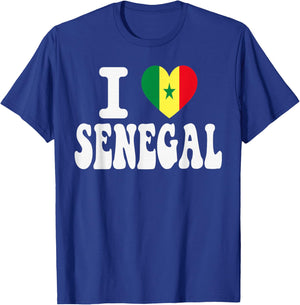 I Love Senegal Heart Flag Retro Travel Souvenir T-Shirt - T-Shirt | Royal