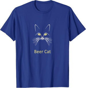 Beer Cat Hops and Barley Whiskers Funny Cat T-Shirt - T-Shirt | Royal
