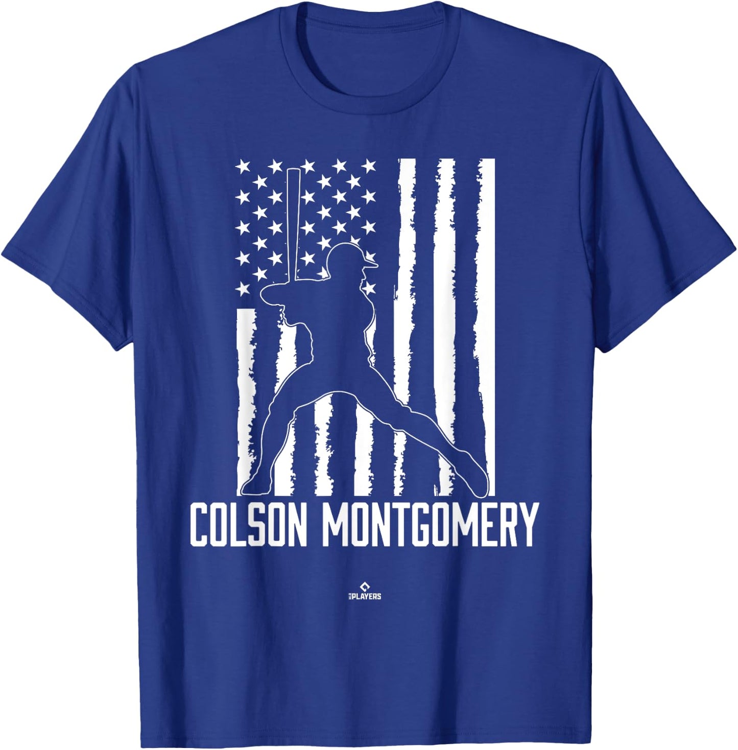 Distressed Flag Swing Colson Montgomery Prospect Baseball T-Shirt - T-Shirt | Royal