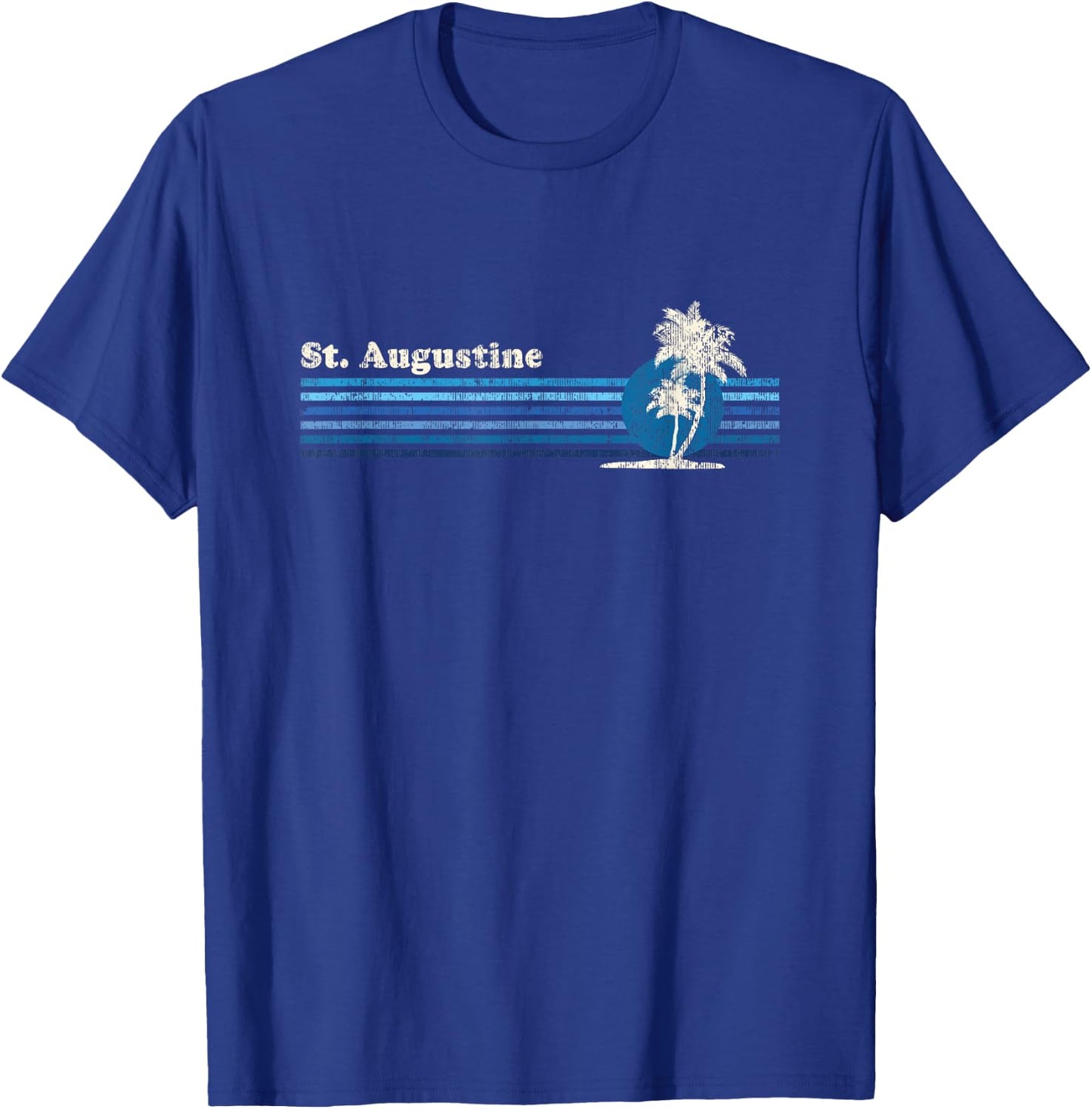 St. Augustine FL Vintage 80s Palm Trees Sunset T-Shirt - T-Shirt | Royal
