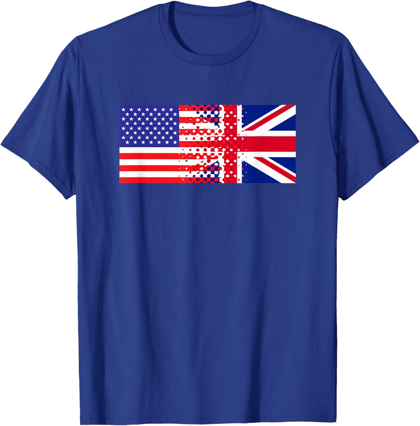 British American Flag Shirt Half English Half American Kids Men T-Shirt - T-Shirt | Royal