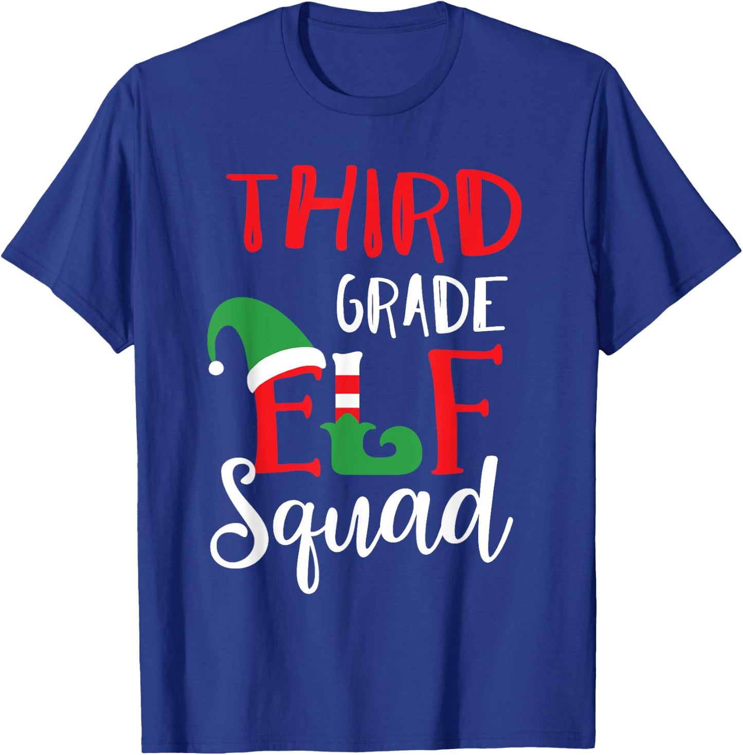 Elf Squad Third Grade Christmas Teacher Top T-Shirt - T-Shirt | Royal