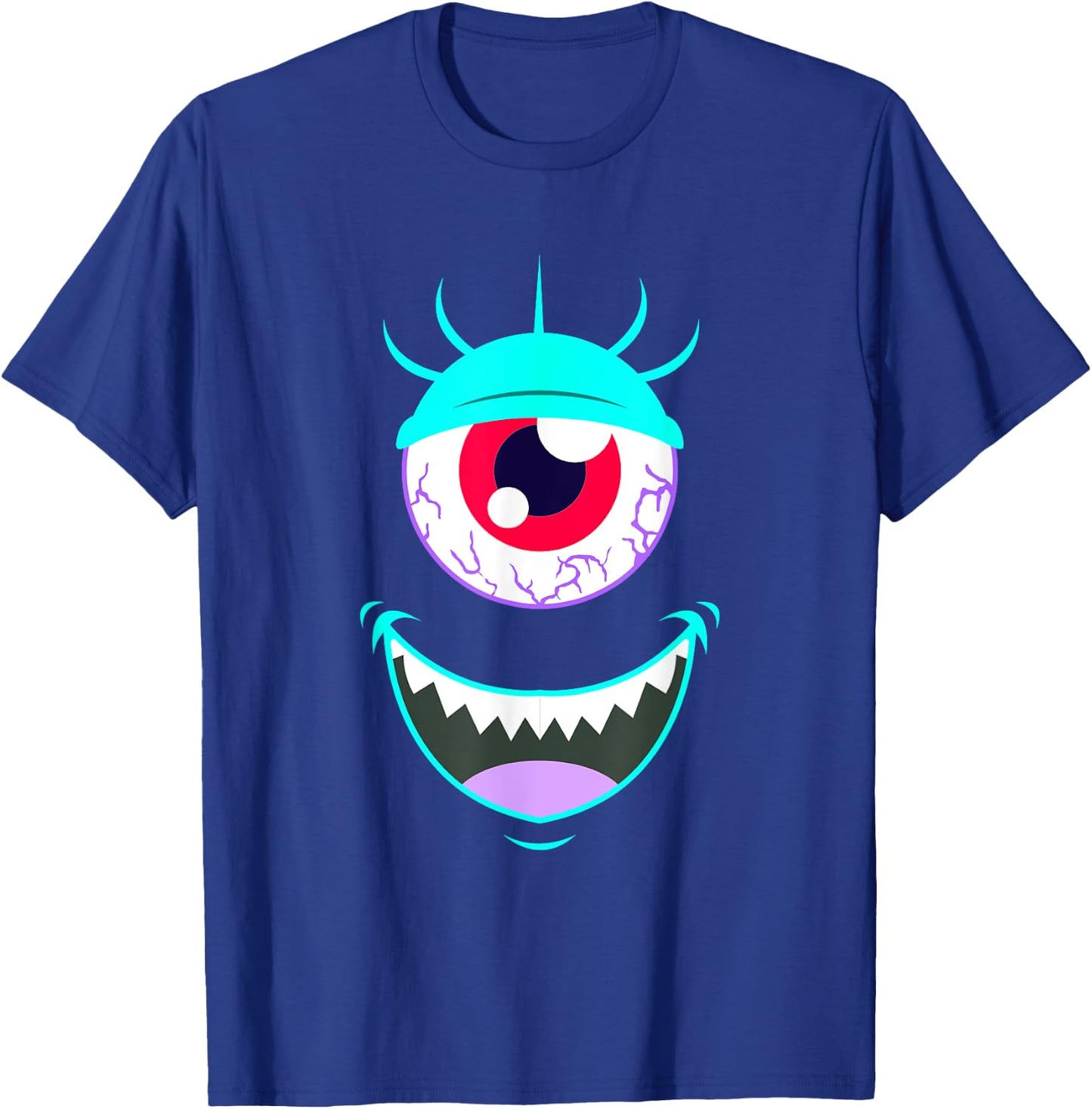 Funny Scary Monster Eyeball Face Halloween T-Shirt - T-Shirt | Royal