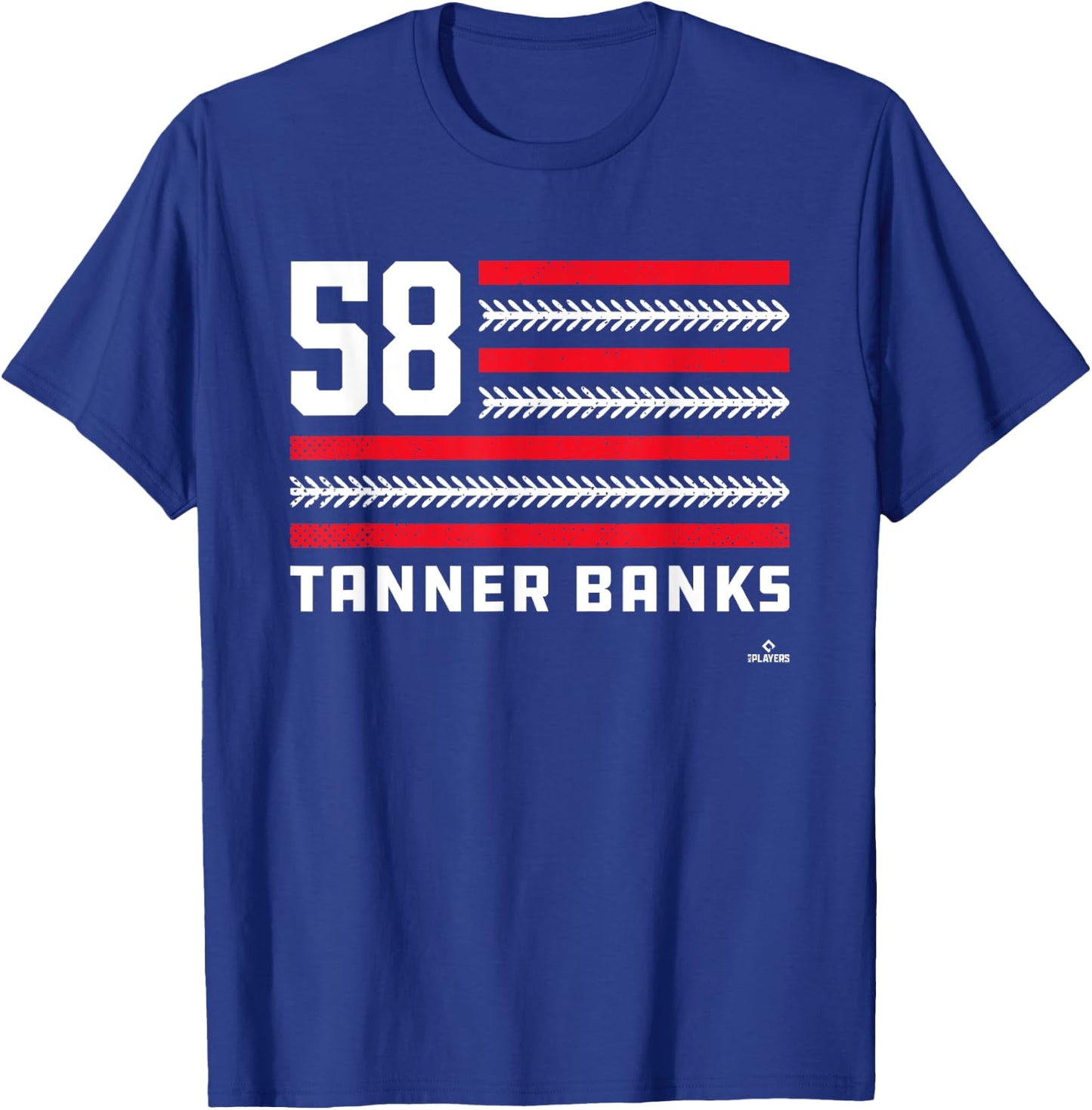 Flag Stripes Tanner Banks Philadelphia Baseball MLBPA T-Shirt - T-Shirt | Royal