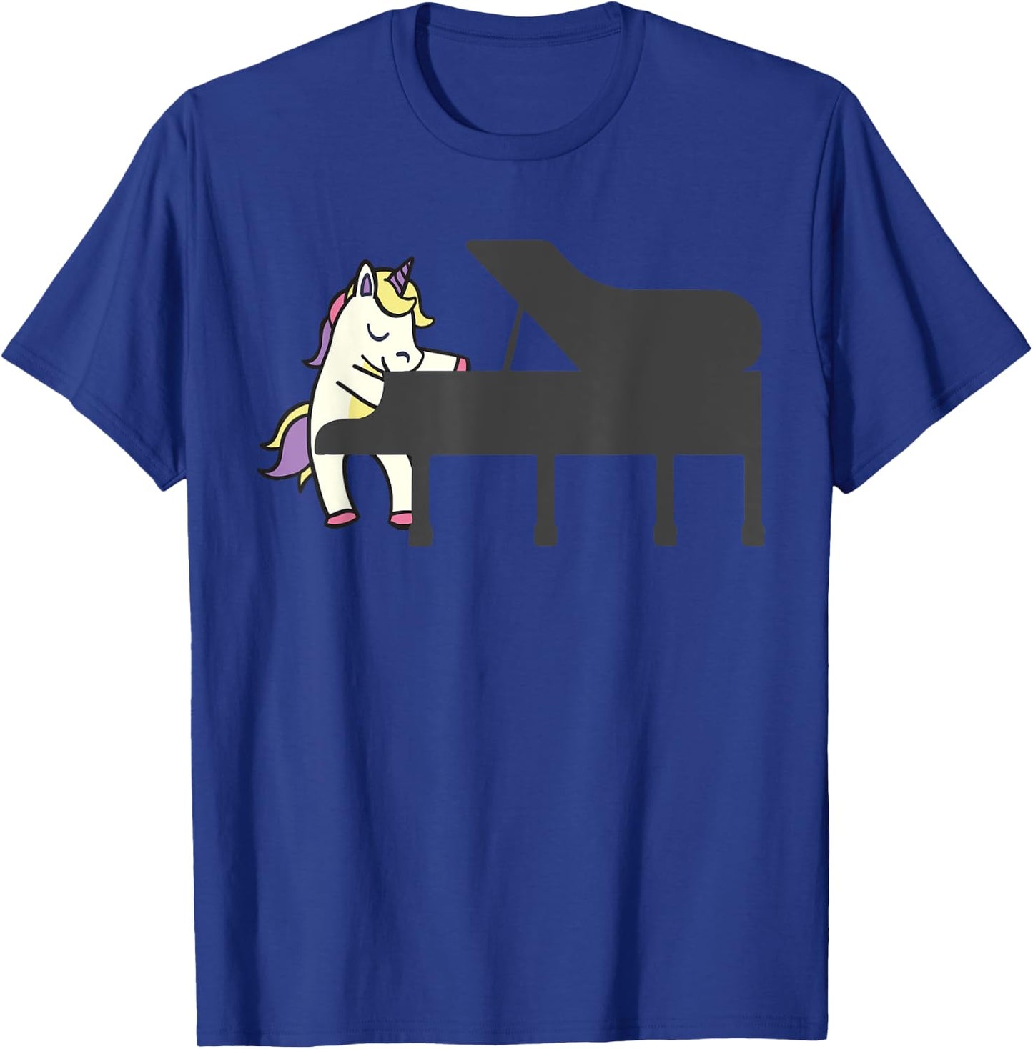 Unicorn Playing Piano Funny Magical Pianist Music Musician T-Shirt - T-Shirt | Royal