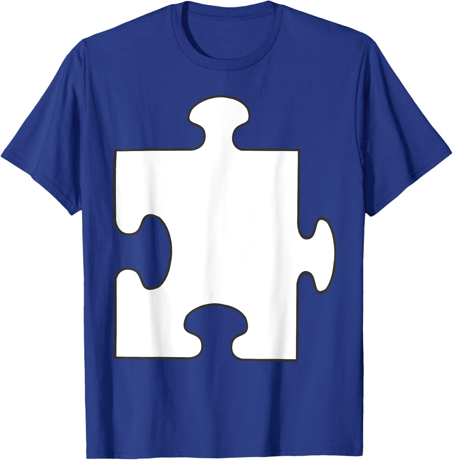 Halloween Couple Group Costumes - White Puzzle Piece Costume T-Shirt - T-Shirt | Royal