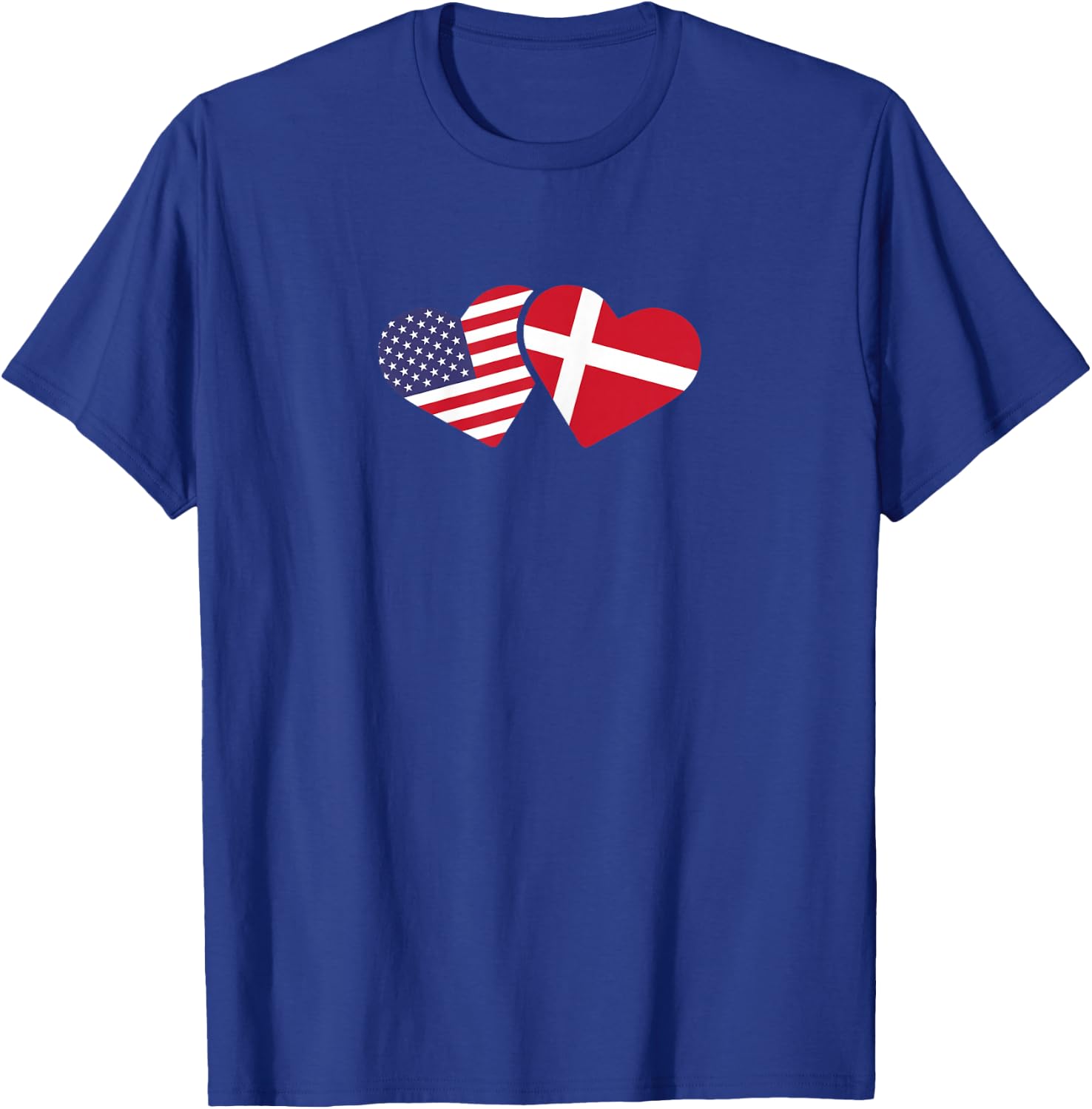 Denmark USA Flag T Shirt Heart Danish American Love T-Shirt - T-Shirt | Royal
