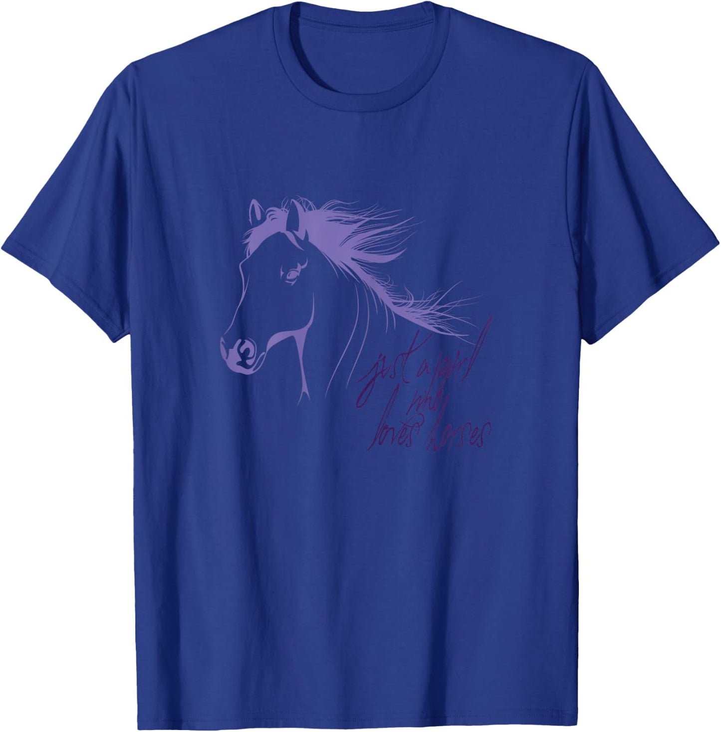 Just a girl who loves Horses hand drawing T-Shirt - T-Shirt | Royal