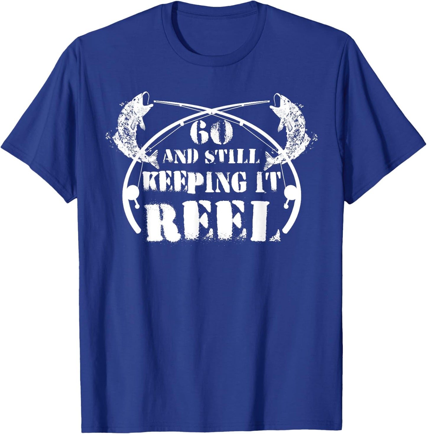 60th Birthday Fishermen Fishing Fish Lover Vintage T-Shirt - T-Shirt | Royal