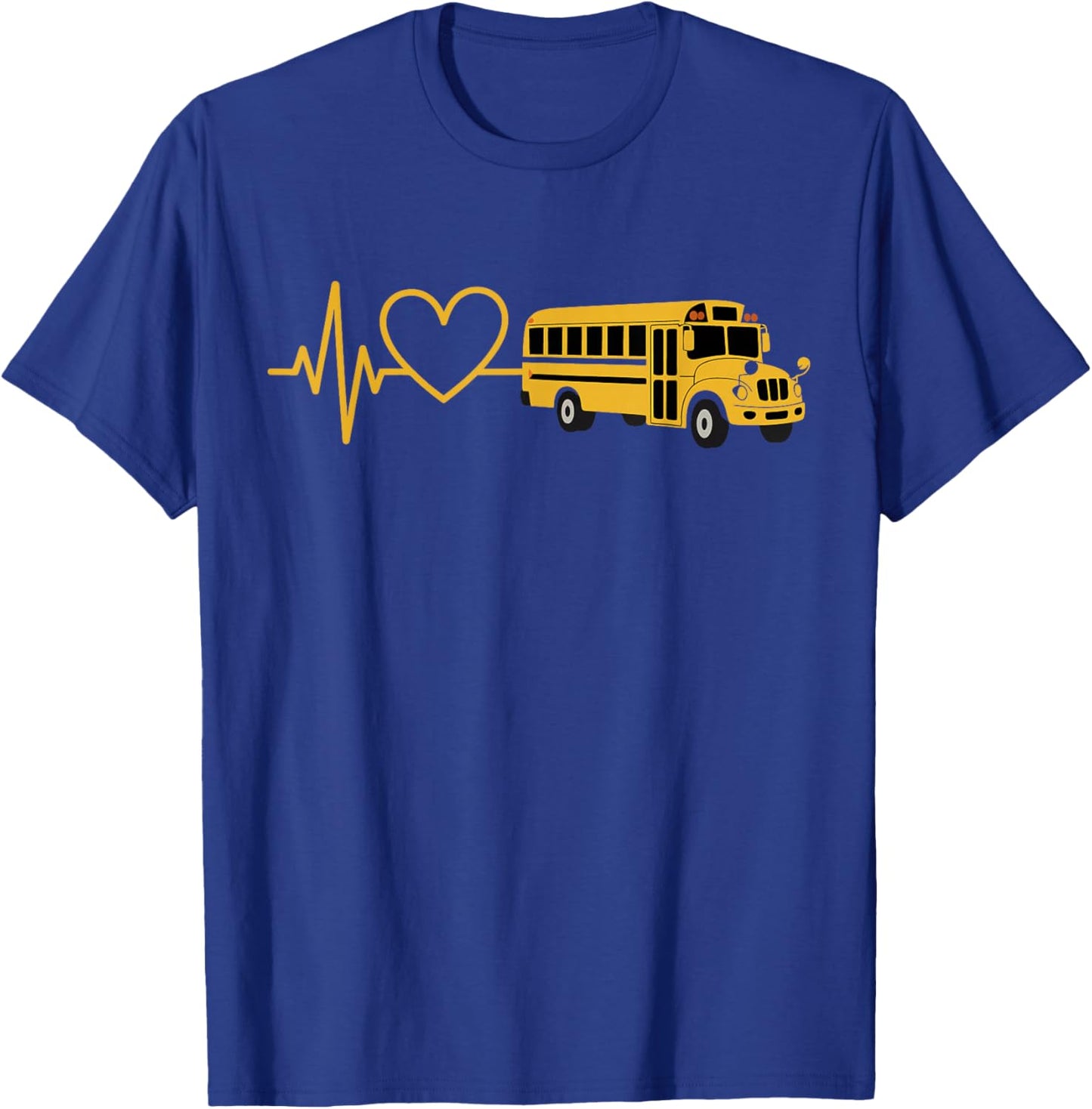 Love School Bus Heartbeat Funny Bus Driver Gifts Men Women T-Shirt - T-Shirt | Royal