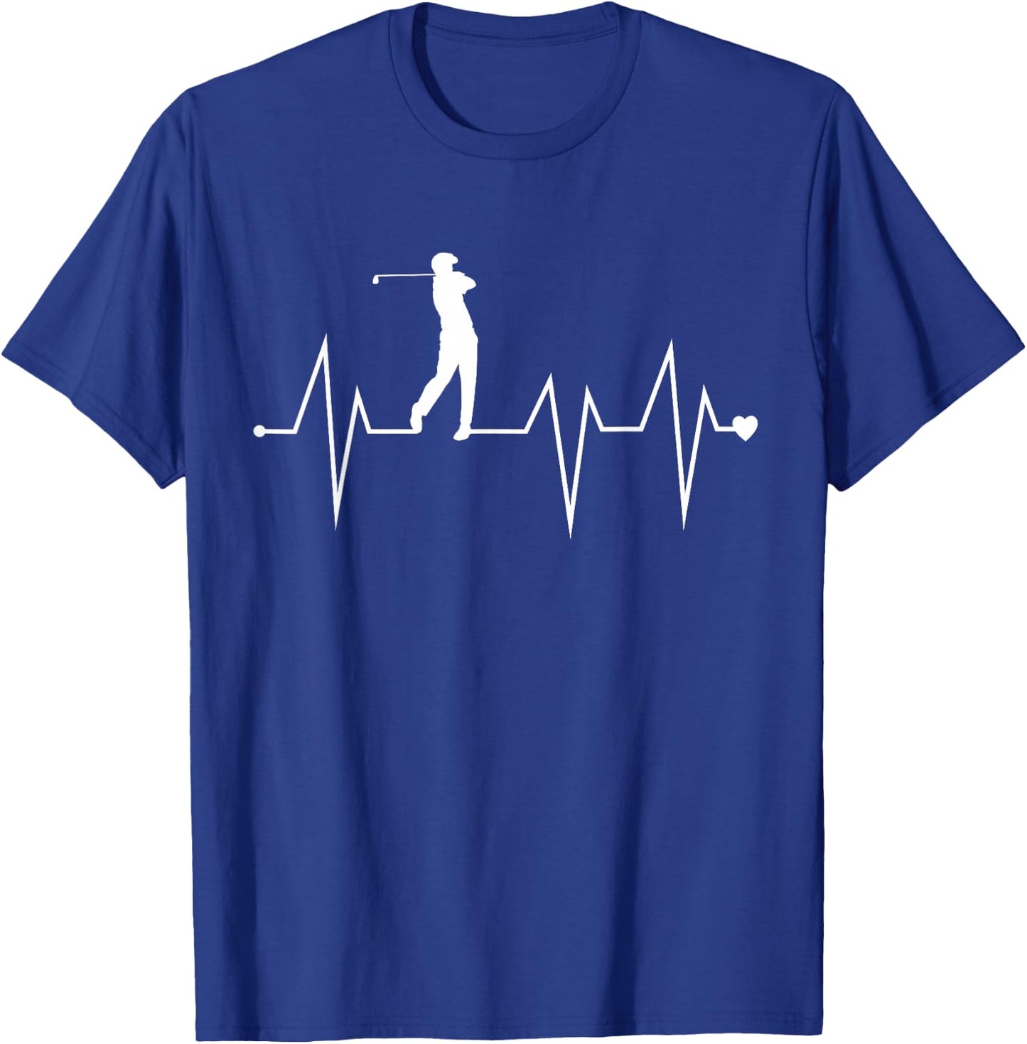 Funny Golf Player Golfer Heartbeat Heart Pulse Rate EKG T-Shirt - T-Shirt | Royal
