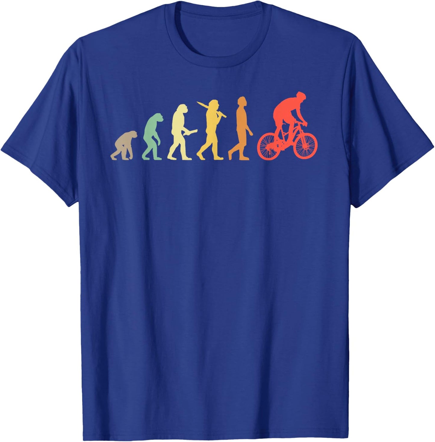 Retro Mountain Biking Evolution Gift Mountain Bikers T-Shirt - T-Shirt | Royal