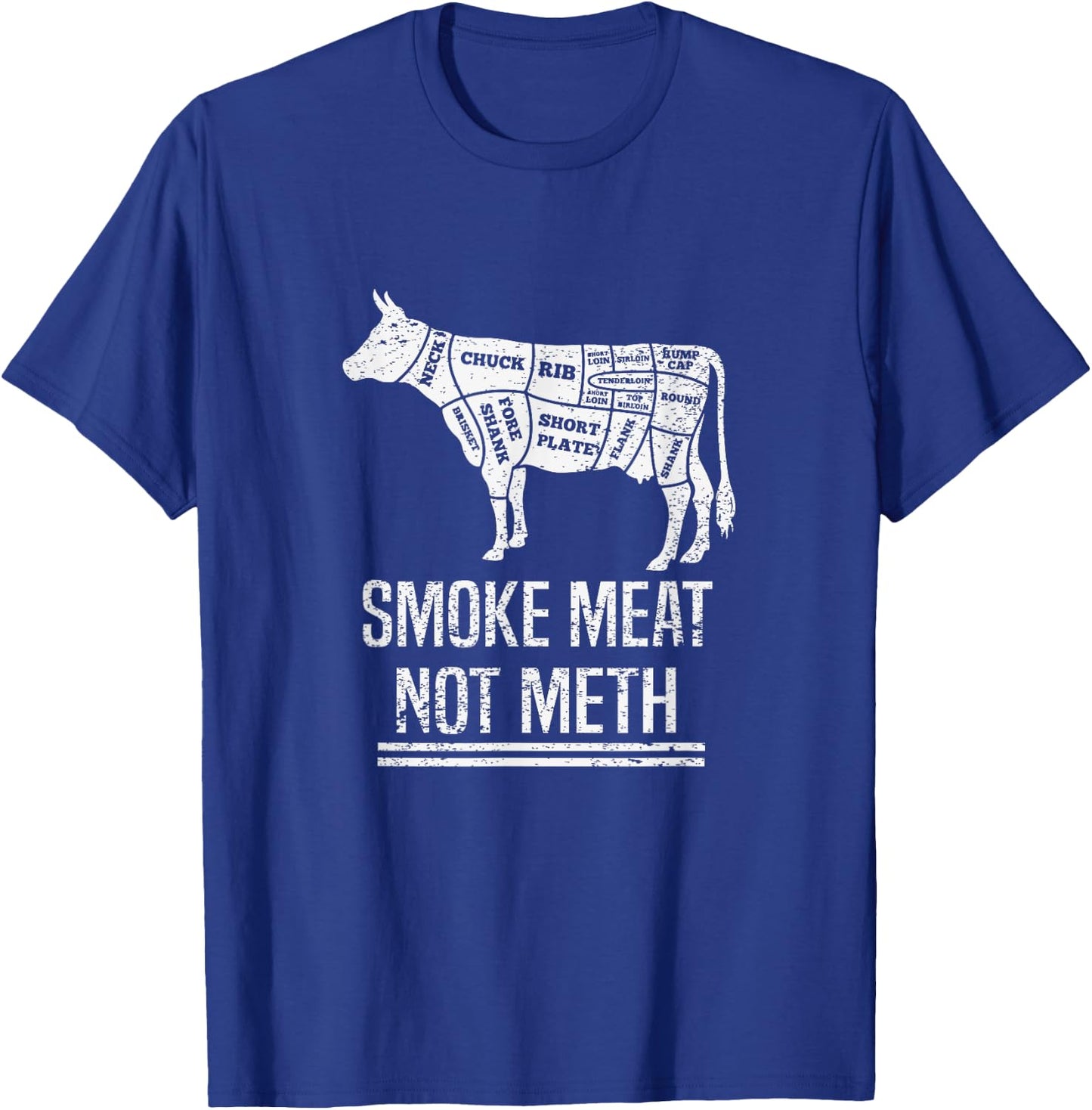 Funny BBQ Smoke Meat Not Meth Anti Drug Barbecue Grilling T-Shirt - T-Shirt | Royal