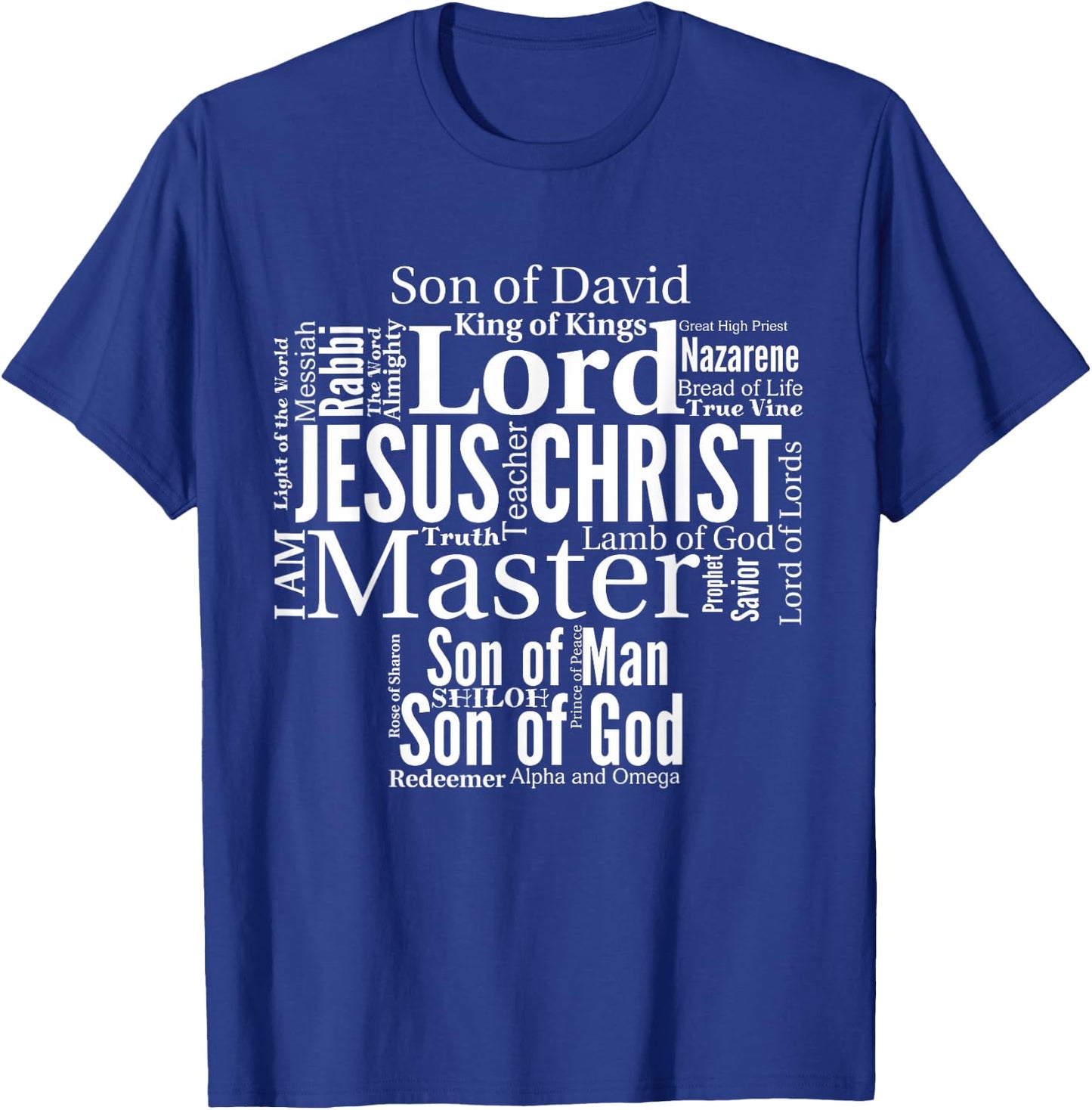 The Names of Jesus white text T-Shirt - T-Shirt | Royal
