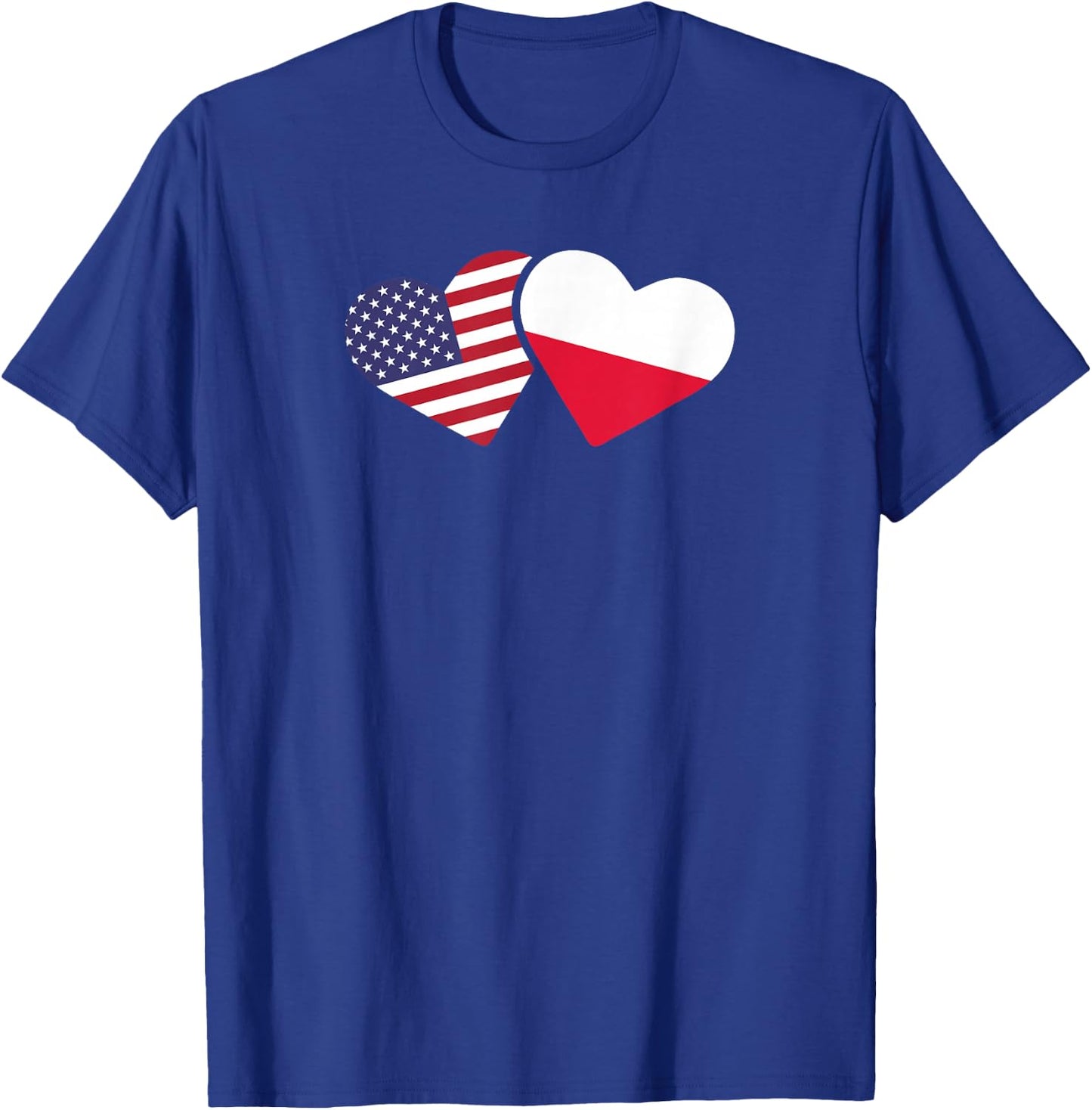 Poland USA Flag T Shirt Heart Polish American Love T-Shirt - T-Shirt | Royal