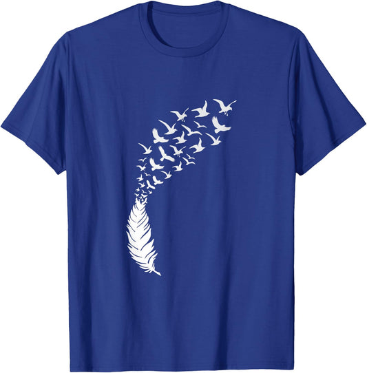 Flying Birds Feather Art Best Awesome Design T-Shirt - T-Shirt | Royal