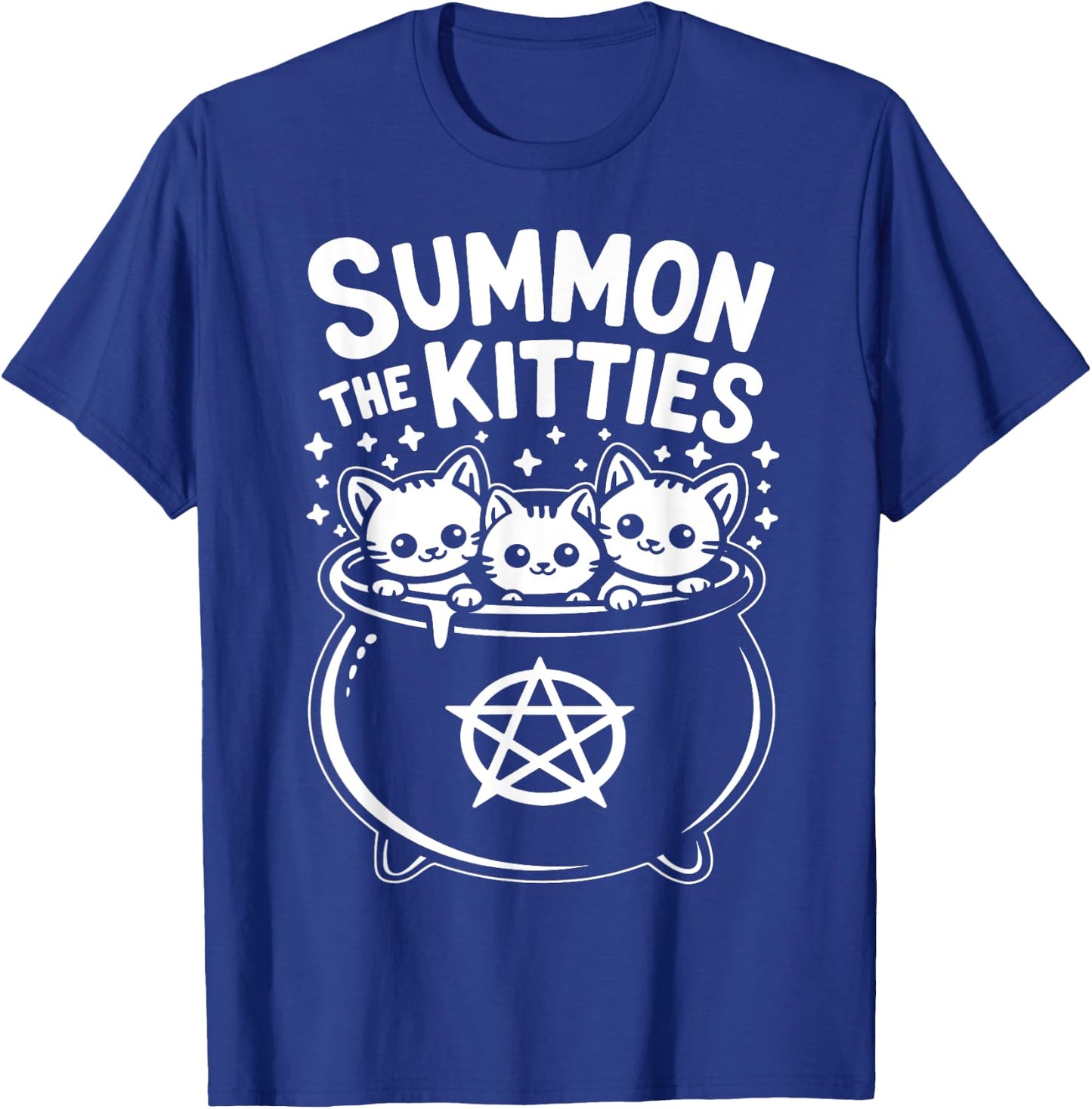 Summon The Kitties Cute Witches Cauldron Halloween T-Shirt - T-Shirt | Royal