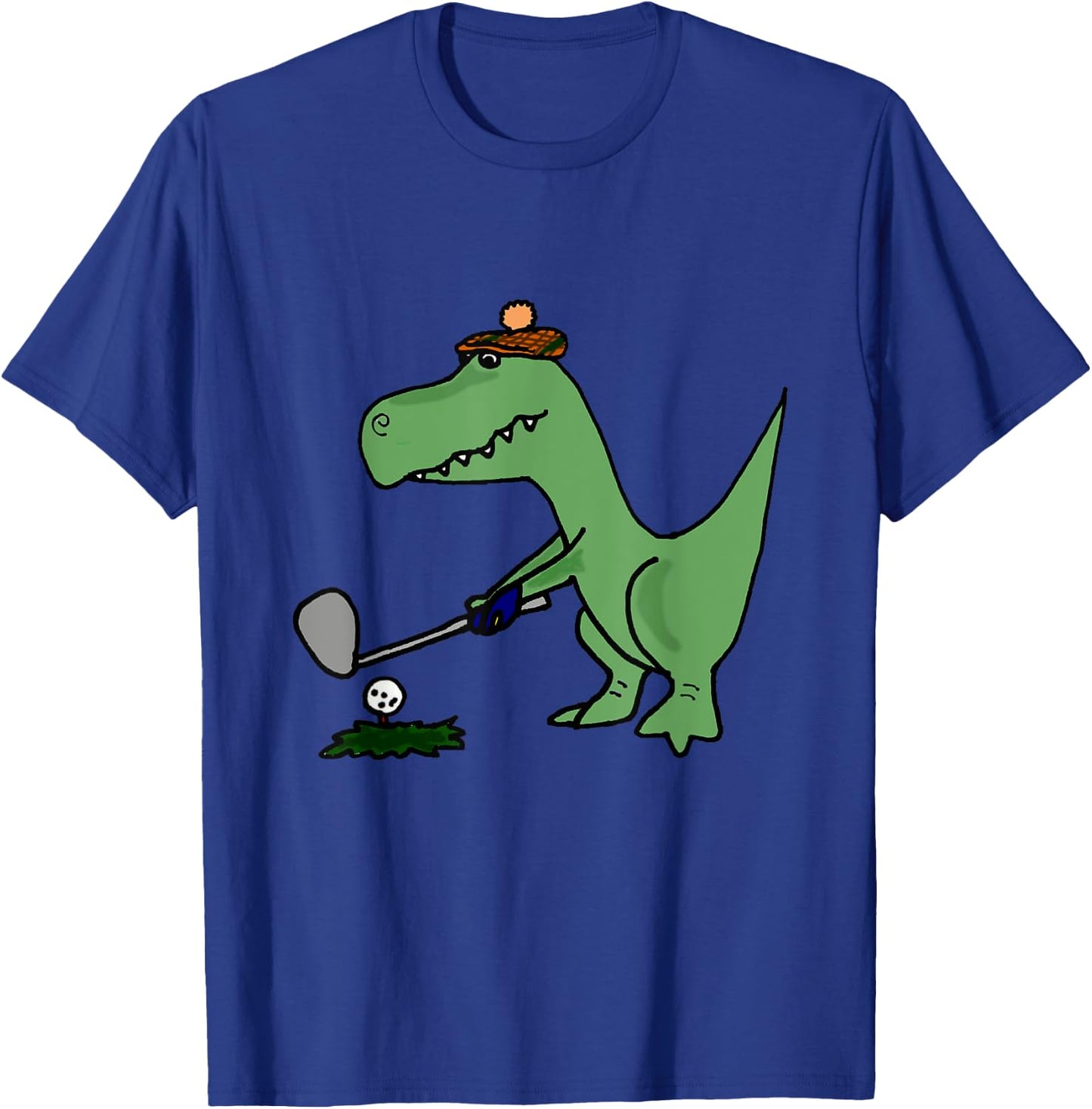 Smiletodaytees Funny T-Rex Dinosaur Playing Golf T-Shirt - T-Shirt | Royal
