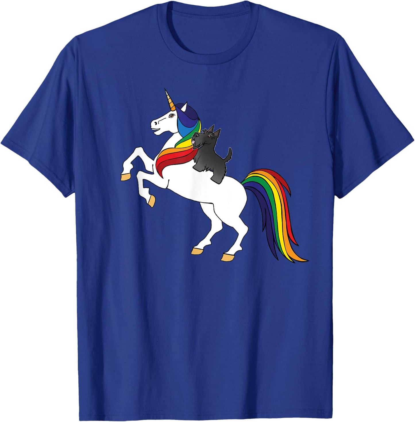 Cute Kid Girls Rainbow Unicorn Scottish Terrier Lover T-Shirt - T-Shirt | Royal