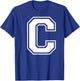Letter C Capital Alphabet College Varsity Monogram Club T-Shirt - T-Shirt | Royal