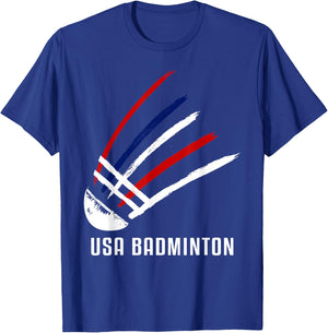 USA Badminton Shuttlecock Red White Blue T-Shirt - T-Shirt | Royal