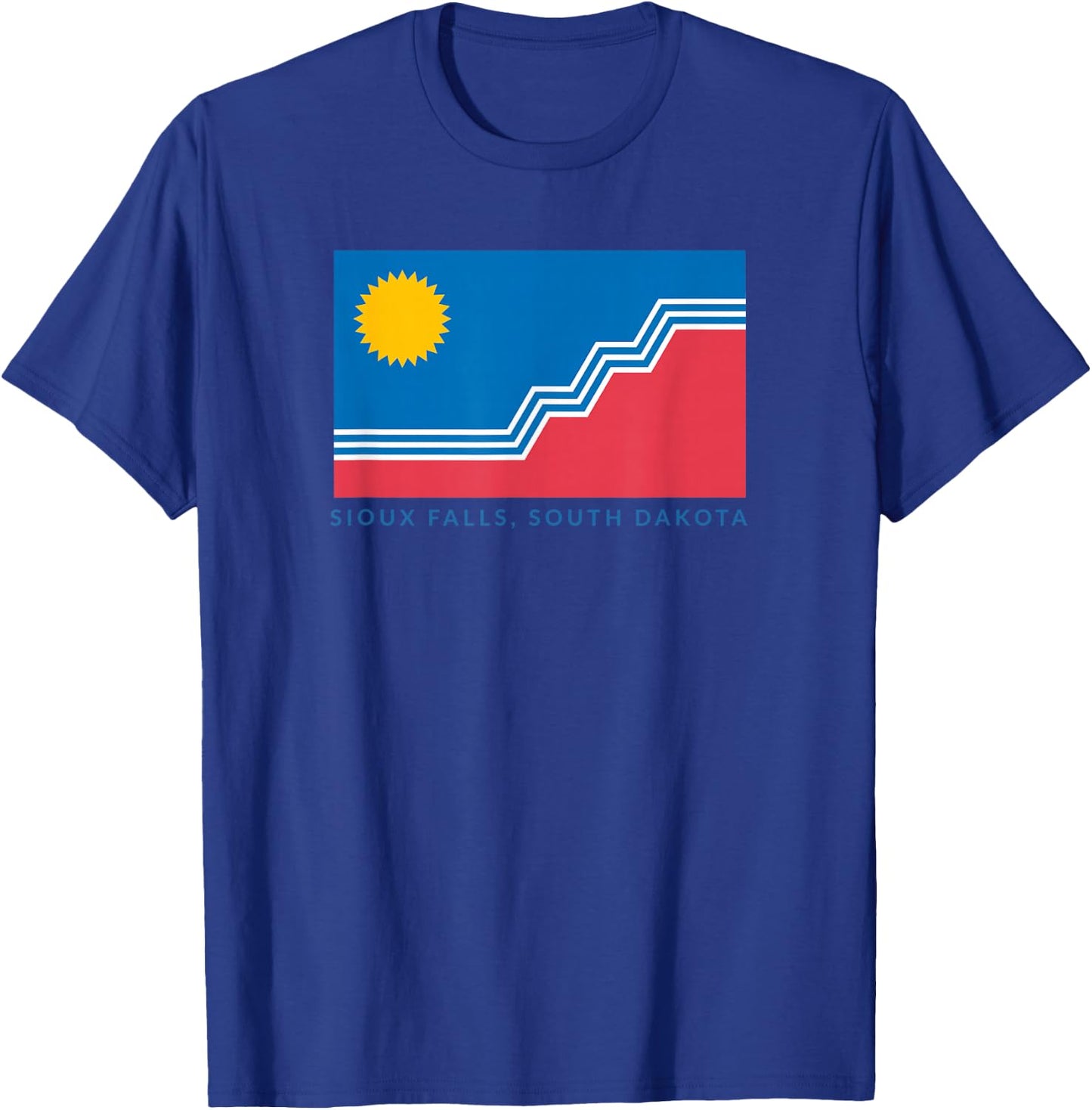 Sioux Falls Flag with "Sioux Falls, South Dakota" T-Shirt - T-Shirt | Royal