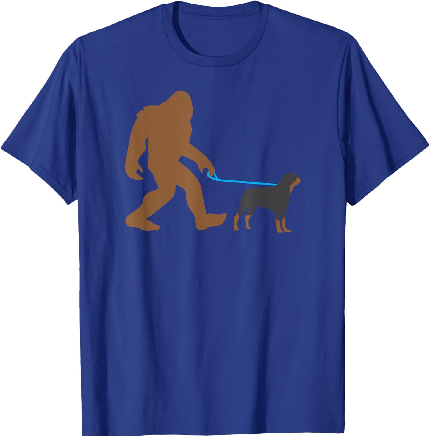 Bigfoot Walking Rottweiler Dog Funny Sasquatch Gift T-Shirt - T-Shirt | Royal