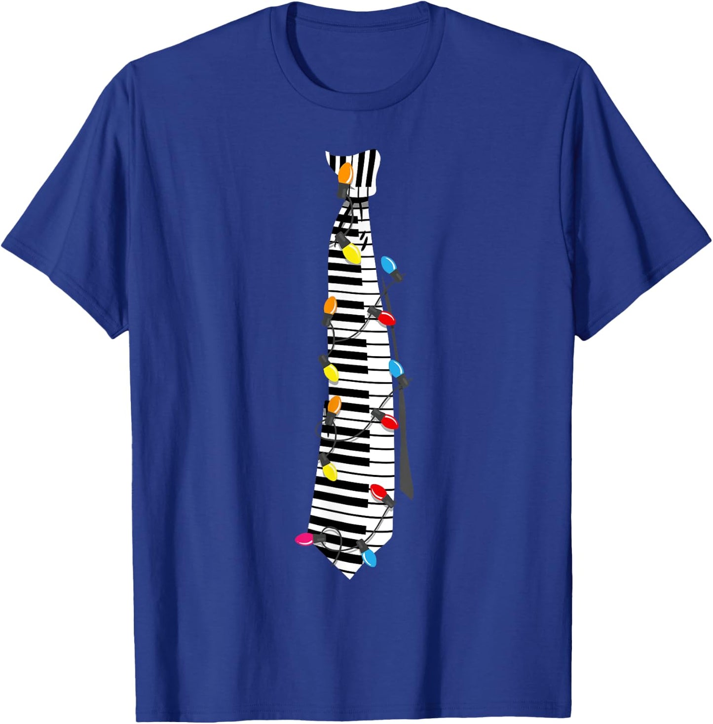 Piano Keyboard Tie with Christmas Lights - Festive Fun T-Shirt - T-Shirt | Royal
