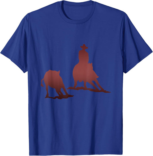 Cutting Horse and Rider Cutting Cattle T-Shirt - T-Shirt | Royal