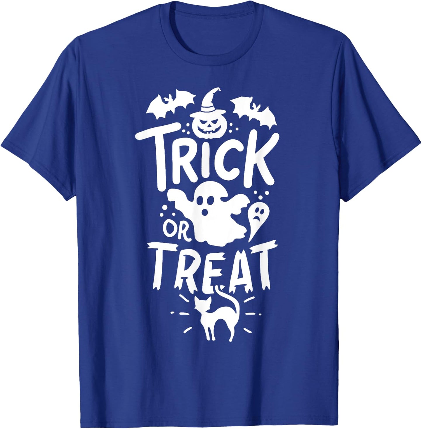Halloween Trick Or Treat Bat Ghost Pumpkin Cat Women Kids T-Shirt - T-Shirt | Royal