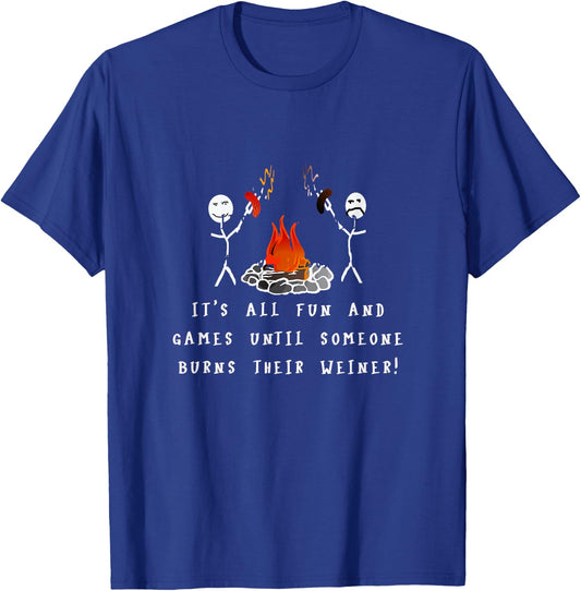 Funny camping burnt weiner T-Shirt - T-Shirt | Royal