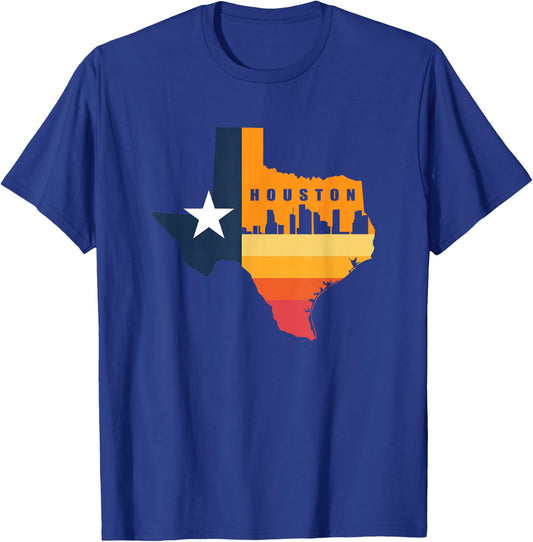 Houston City Texas Map for Patriotic Texan T-Shirt - T-Shirt | Royal