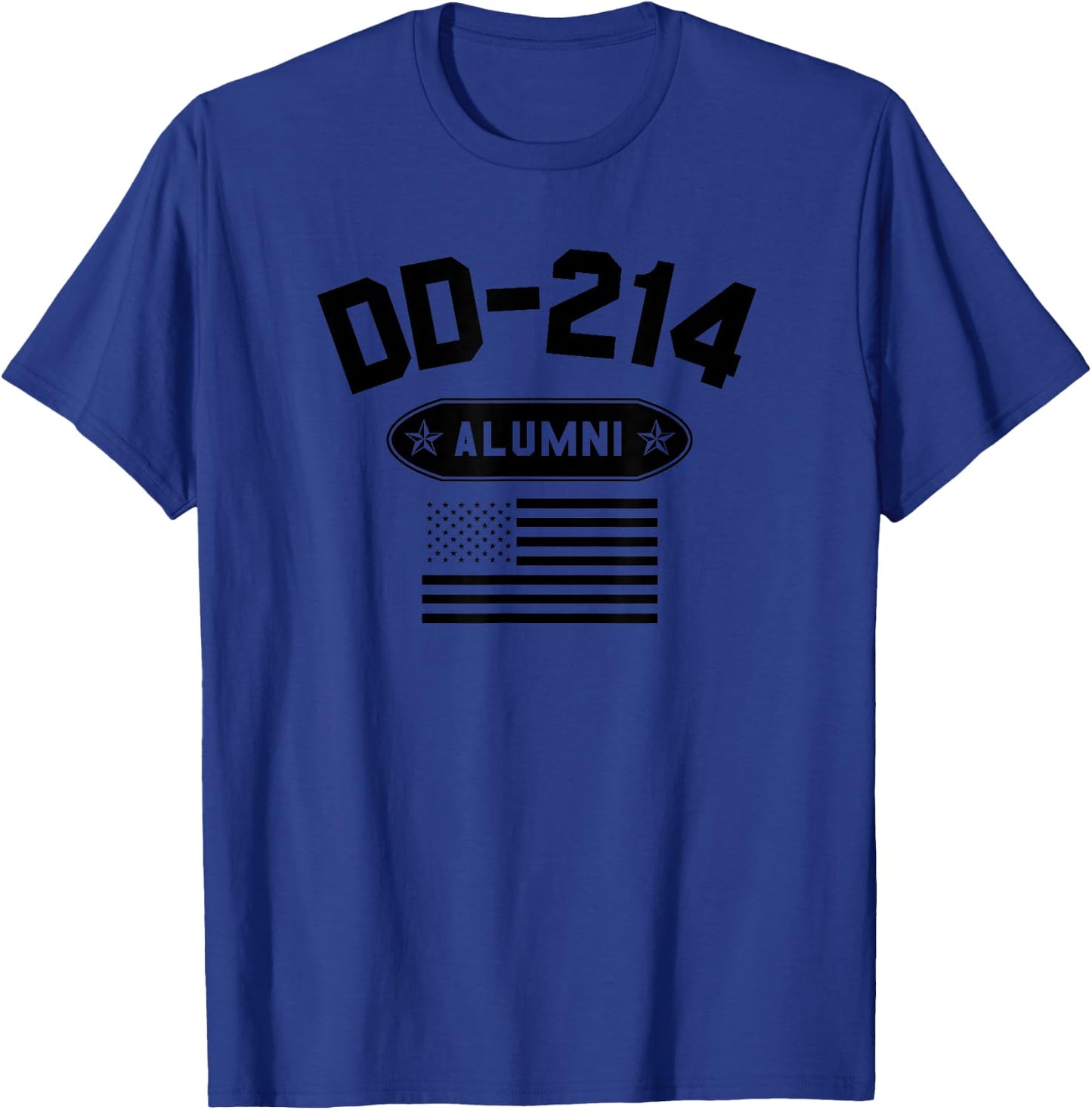 DD-214 Alumni US Flag in Black Military Pensioner Veteran T-Shirt - T-Shirt | Royal