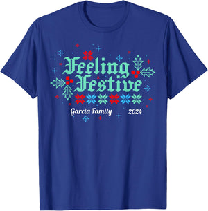 Custom Matching Family Christmas , Women and Kids - Personalize for your Family T-Shirt - T-Shirt | Royal